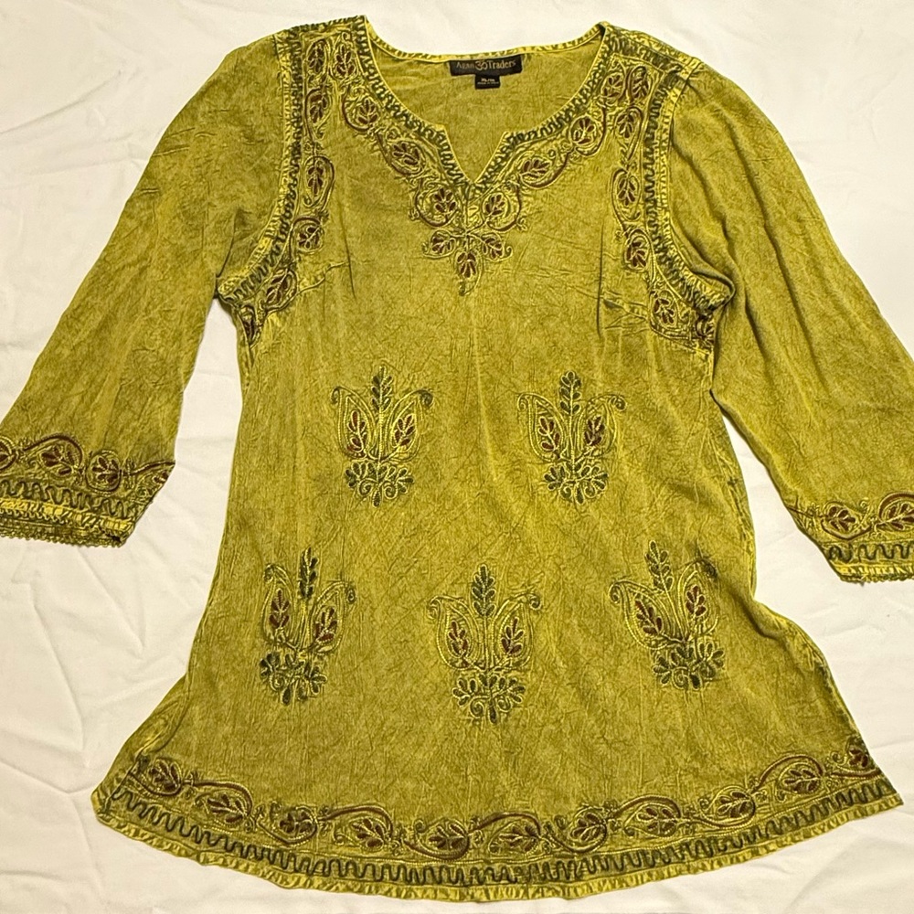 Elegant Olive Embroidered Tunic